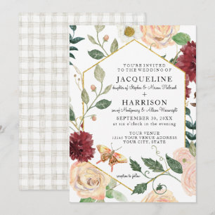 Bourgogne Bloemen Elegante Roos Herfst Bladerdek H Kaart
