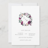 Bourgogne bloemen elegante save the date kaart (Voorkant)