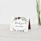 Bourgogne Bloemen en groen bedankje Bedankkaart (Voorkant)