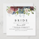 Bourgogne Bloemen en groen bruid Vrijgezellenfeest Kaart (Voorkant)