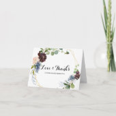 Bourgogne Bloemen en groen Bruiloft Dank u Bedankkaart (Voorkant)