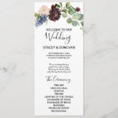 Bourgogne Bloemen en groen bruiloft programma Programmakaart (Voorkant)