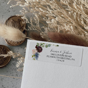 Bourgogne Bloemen en Groen Retouradres Label