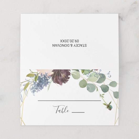 Bourgogne Bloemen en groen Trouwplaats Kaart Plaatskaartje (Buitenkant ongevouwen)