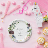 Bourgogne Bloemen en groen Trouwtaart Papieren Bordje (Feest)