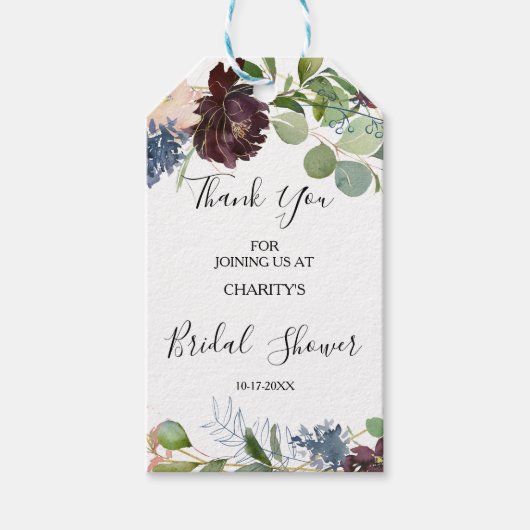 Bourgogne Bloemen en groen Vrijgezellenfeest Cadeaulabel (Voorkant)