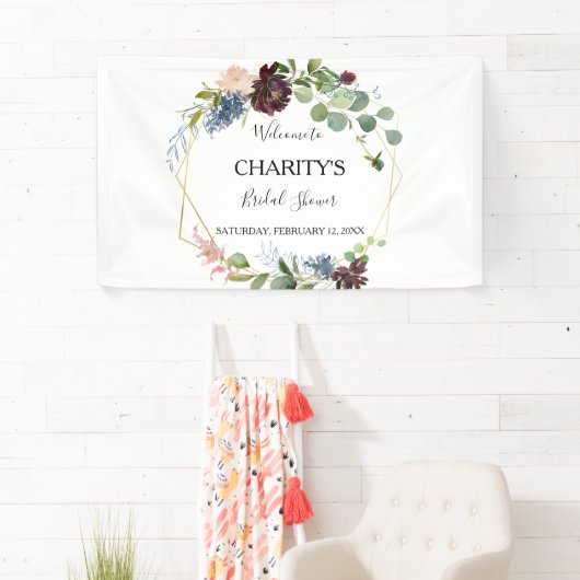 Bourgogne Bloemen en groen Vrijgezellenfeest Spandoek (Insitu)