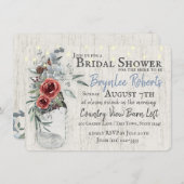 Bourgogne Bloemen en Jar Rustiek Vrijgezellenfeest Kaart (Voorkant / Achterkant)