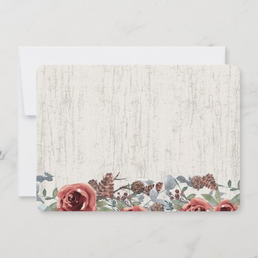 Bourgogne Bloemen en Jar Rustiek Vrijgezellenfeest Kaart (Achterkant)