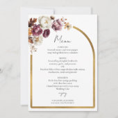 Bourgogne Bloemen Foto Herfst Trouwmenu Kaart (Voorkant)