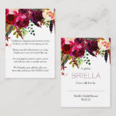 Bourgogne Bloemen Geen Wrap Douche aanvraag label  Informatiekaartje (Voorkant / Achterkant)