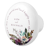 Bourgogne Bloemen Gelukkig Altijd Na Citaat Wit Keramische Knop (Rechts)