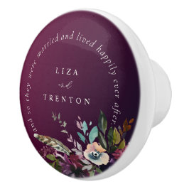 Bourgogne Bloemen Gelukkig Altijd Na Quote Keramische Knop