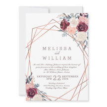 Bourgogne Bloemen Geometrisch Koper Ivoor Bruiloft