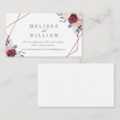 Bourgogne Bloemen Geometrische Ivoor Bruiloft Informatiekaartje (Voorkant / Achterkant)