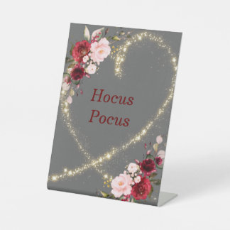 Bourgogne Bloemen & Glitter Hart, 10,2 cm x 15,2 c Reclamebord Met Voetstuk