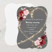 Bourgogne Bloemen & Glitter Hart, Uitnodiging voor (Voorkant / Achterkant)