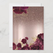 Bourgogne Bloemen Glitter Roos Gold 40thBirthday Kaart (Achterkant)