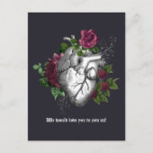 Bourgogne Bloemen Gotische Bruiloft Herinnering Briefkaart (Voorkant)