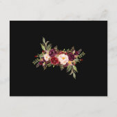 Bourgogne Bloemen Goud Glam Zwart Bruiloft Recepti Informatiekaartje (Achterkant)