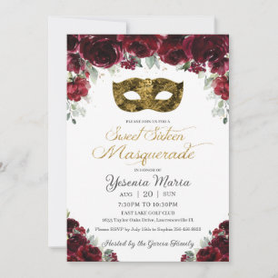 Bourgogne Bloemen Goud Zoet Zestien Maskerade Mask Kaart