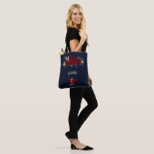 Bourgogne Bloemen Gouden bladeren Marine Tote Bag (Op model)