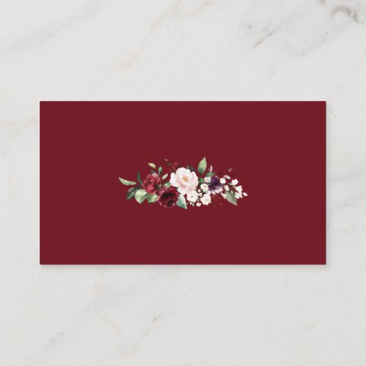 Bourgogne Bloemen Gouden Folie Chique Gift Registr Informatiekaartje (Achterkant)