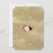 Bourgogne Bloemen Gouden Glitter Trouwavond Kaart (Achterkant)