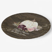 Bourgogne Bloemen Gouden Pompoen Rustiek Baby show Papieren Bordje (Gekanteld)