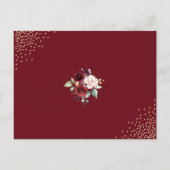 Bourgogne Bloemen Goudfolie Waterverf Bruiloft Uitnodiging Briefkaart (Achterkant)