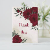 Bourgogne bloemen groen bedankkaart (Staand voorkant)