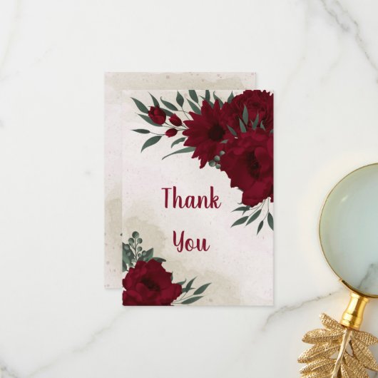 Bourgogne bloemen groen bedankkaart (Voorkant / Achterkant in situ)