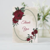 Bourgogne bloemen groen bedankkaart (Staand voorkant)