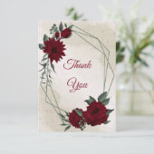 Bourgogne bloemen groen bedankkaart (Staand voorkant)