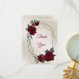 Bourgogne bloemen groen bedankkaart