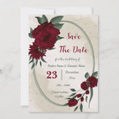 Bourgogne bloemen groen botanisch save the date (Voorkant)