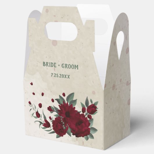 Bourgogne bloemen groen bruiloft bedankdoosjes (Geopend)