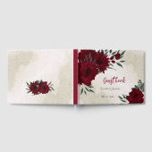 Bourgogne bloemen groen bruiloft gastenboek (Volledig)