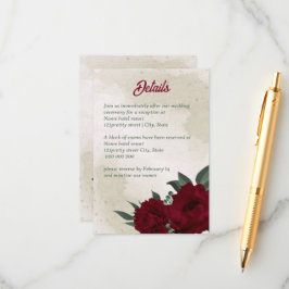 Bourgogne bloemen groen bruiloft informatiekaartje