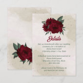 Bourgogne bloemen groen bruiloft informatiekaartje (Voorkant / Achterkant)