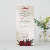 Bourgogne bloemen groen bruiloft menu (Staand voorkant)