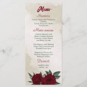 Bourgogne bloemen groen bruiloft menu (Voorkant)