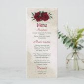 Bourgogne bloemen groen bruiloft menu (Staand voorkant)