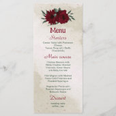 Bourgogne bloemen groen bruiloft menu (Voorkant)