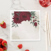 Bourgogne bloemen groen bruiloft servet (Insitu)