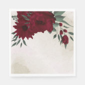 Bourgogne bloemen groen bruiloft servet (Voorkant)