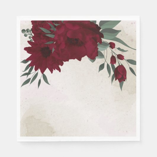 Bourgogne bloemen groen bruiloft servet (Voorkant)