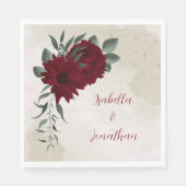 Bourgogne bloemen groen bruiloft servet (Voorkant)