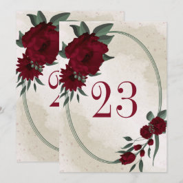 Bourgogne bloemen groen geometrisch tafelnummer