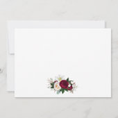 Bourgogne Bloemen groen kalligrafie bruiloft Bedankkaart (Achterkant)